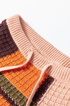 Colorblock Waffle Knit Mock Neck Sweater