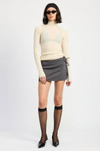 MINI LOW WAISTED SKIRT with RIBBON TIES