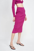 High-Waist Midi Pencil Skirt