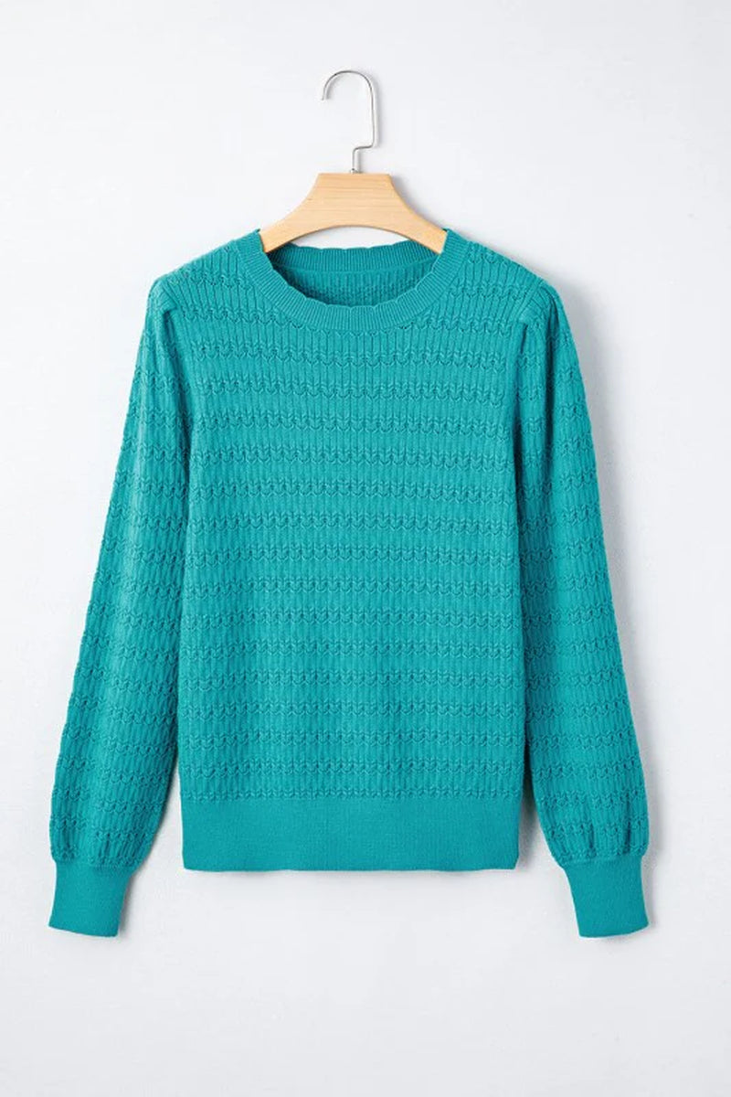 Solid Ribbed Crewneck Sweater