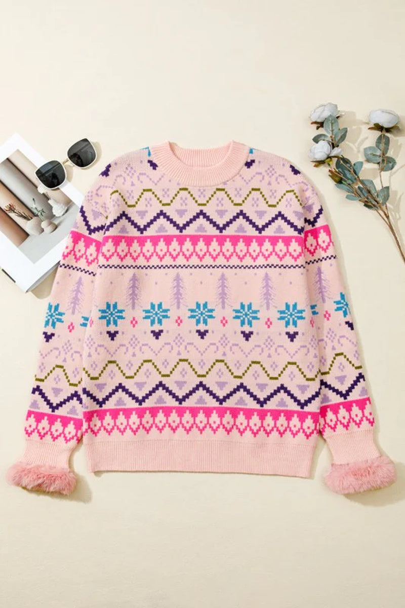 Kayaetta Knit Feather Cuffed Sweater