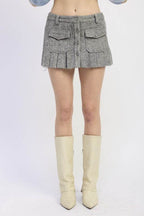 Cargo Pleated Mini Skirt