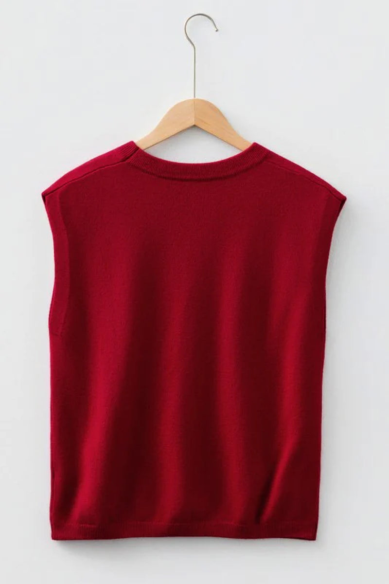 Crewneck Cap-Sleeve Sweater