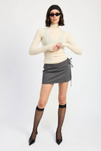 MINI LOW WAISTED SKIRT with RIBBON TIES