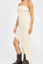 Asymmetrical Ribbed Maxi Dress