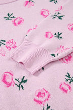 Floral Drop Shoulder Cropped Sweater