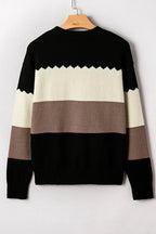 Colorblock Crew Neck Drop Shoulder Sweater