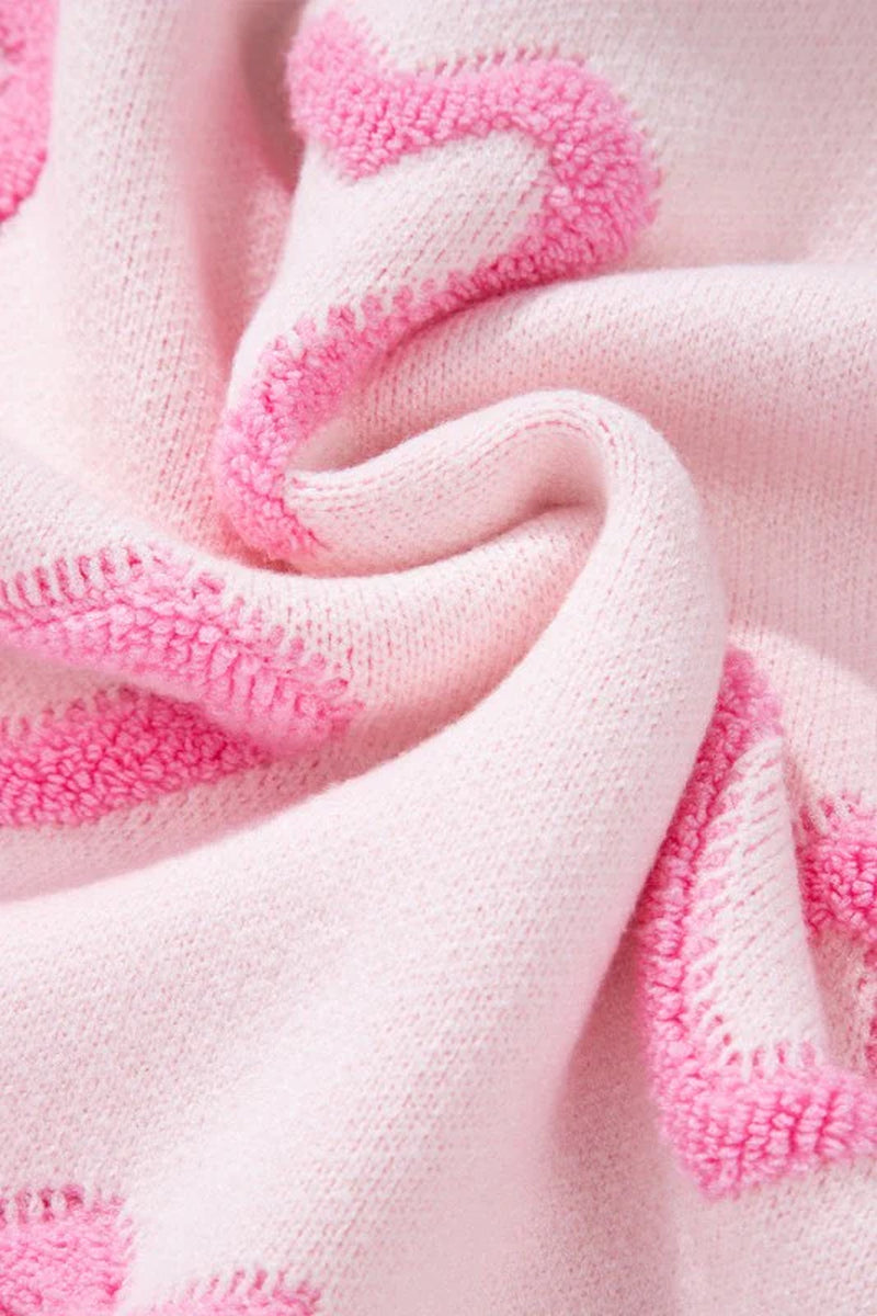 Valentine Heart Bubble Sleeve Baggy Sweater