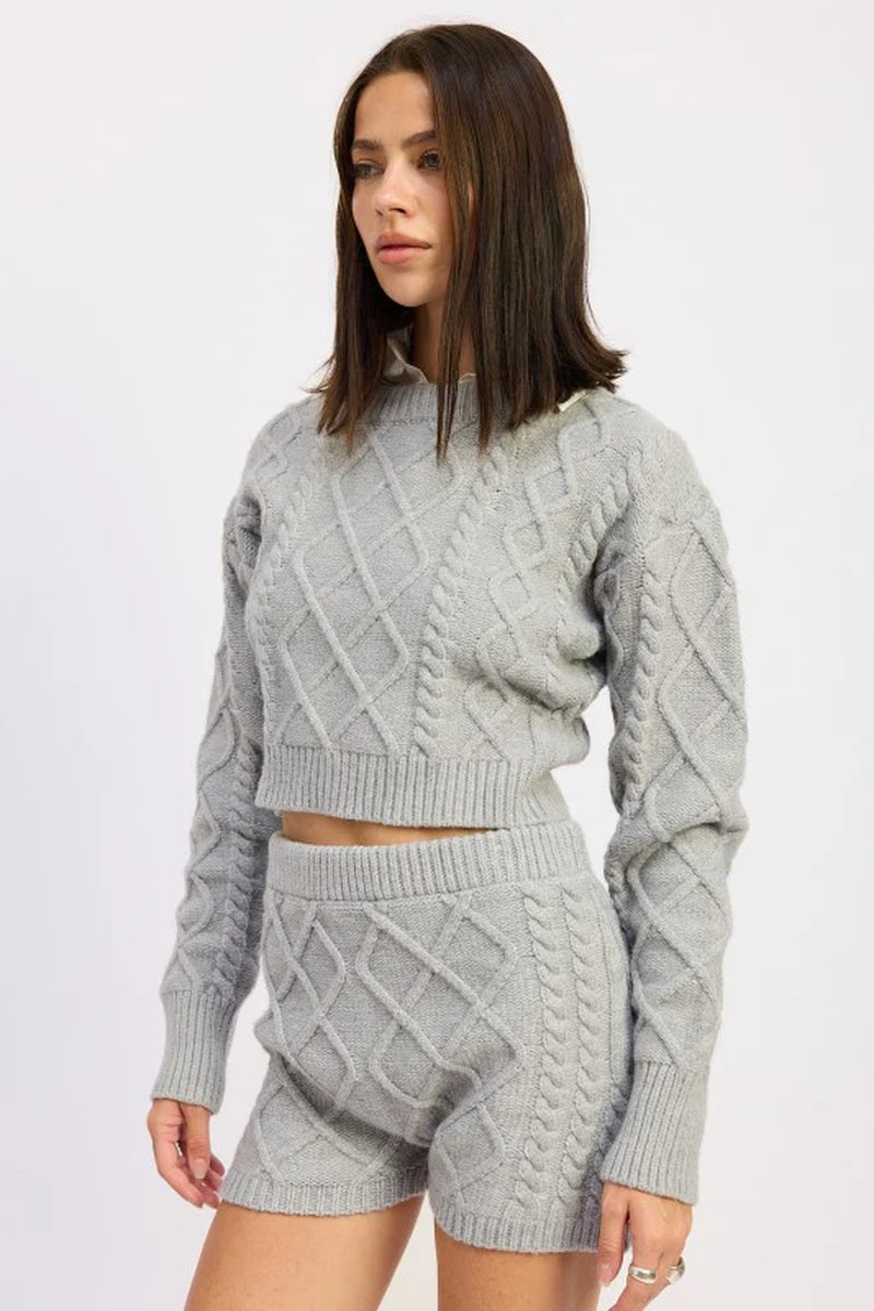 Cable-Knit Cropped Sweater