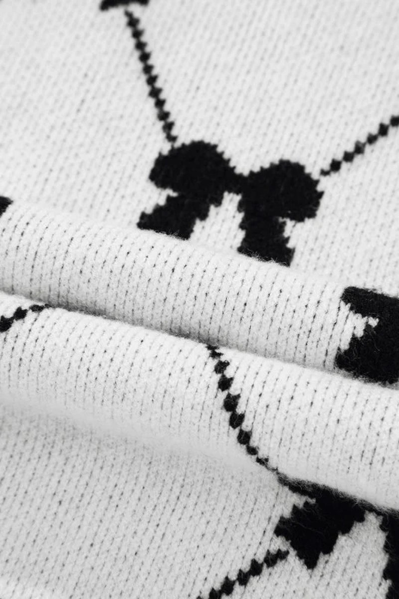 Bow Colorblock Quarter-Zip Collared Sweater