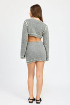 KNIT MINI SKIRT with CONTRASTED STITCHING