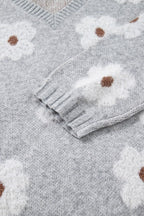 Floral V-Neck Sweater