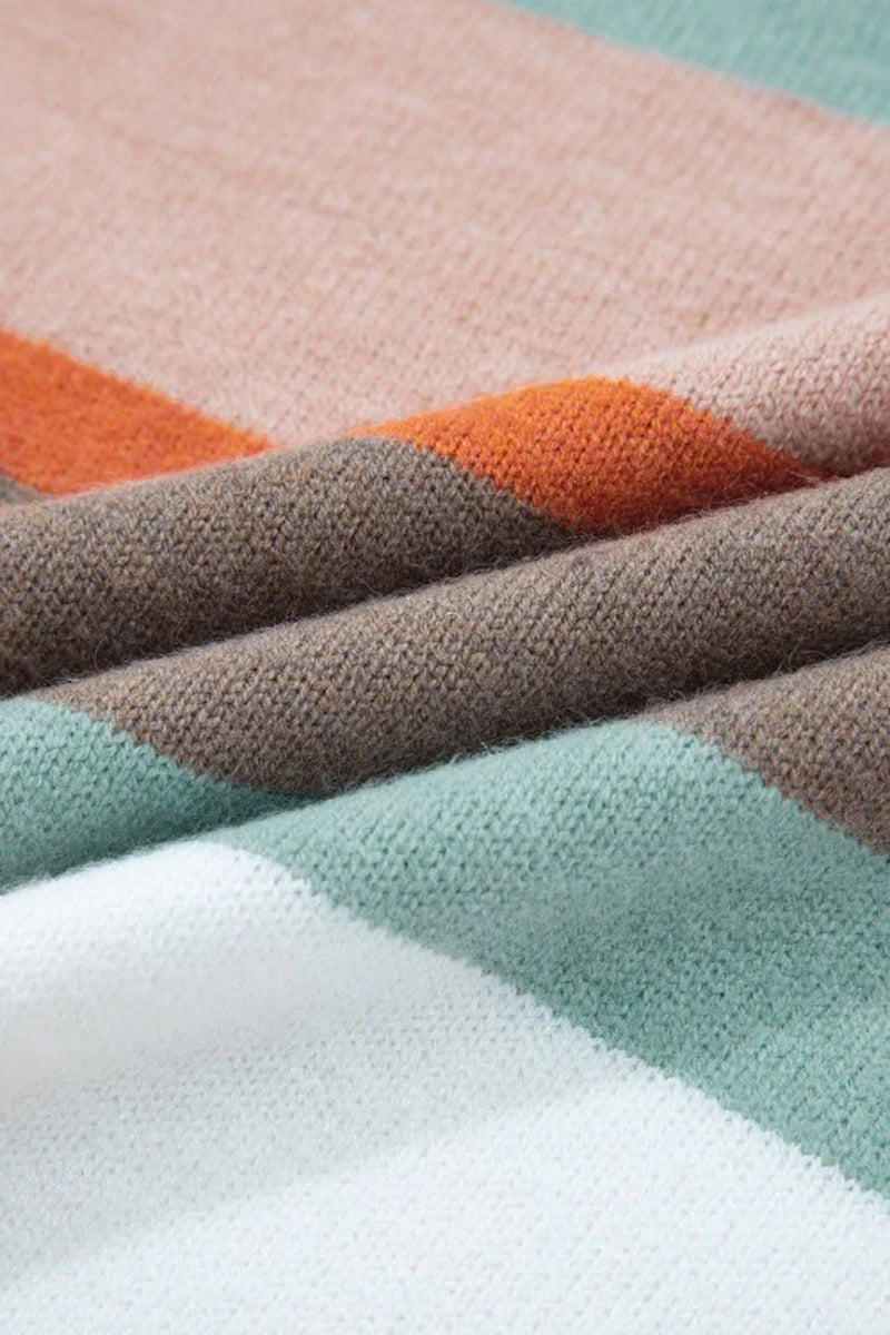 Stripe Colorblock Drop Shoulder Sweater