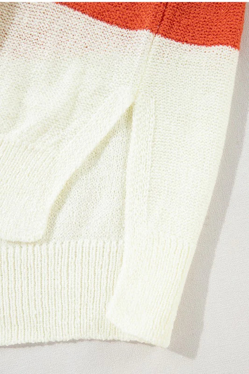 Colorblock Stripe Drop Shoulder Bubble Sleeve Swea