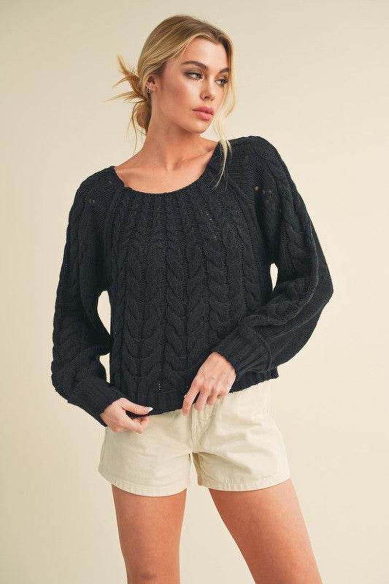 Cable-Knit Openwork Sweater