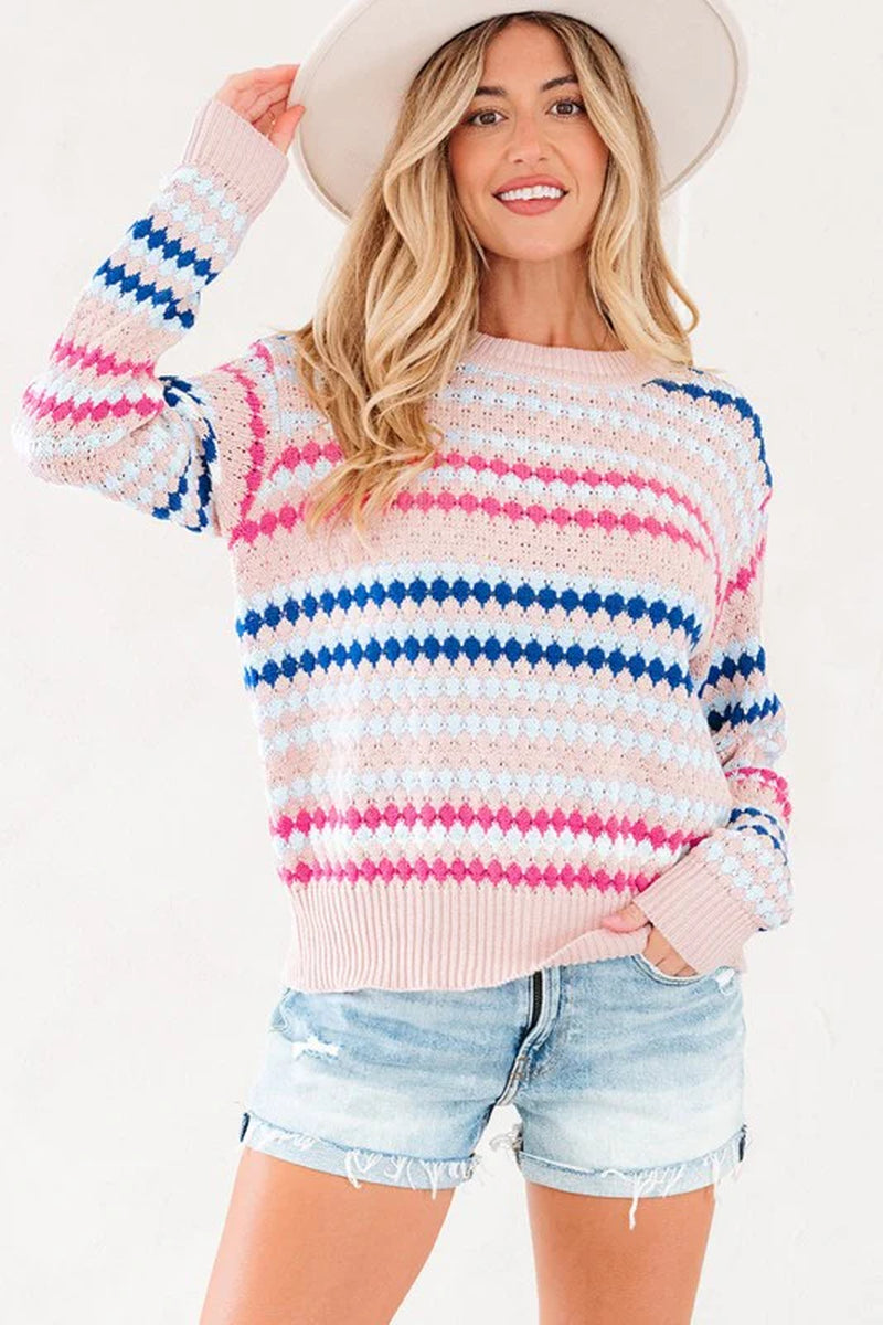 Stripe Eyelet Sweater