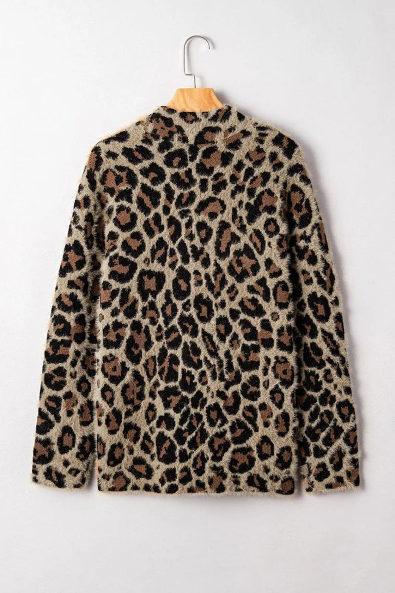 Leopard Open-Front Cardigan