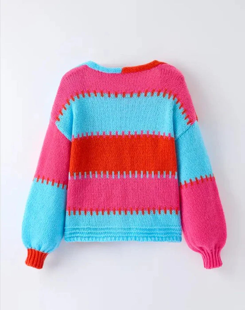 Colorblock Knit Cardigan