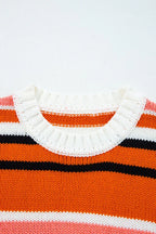 Stripe Drop Shoulder Cropped Pullover Sweater