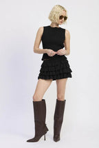 Tiered Ruffle Mini Skirt