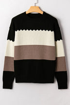 Colorblock Crew Neck Drop Shoulder Sweater