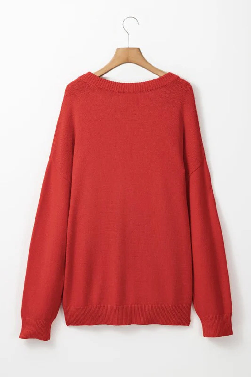 Plus Size Christmas Merry Embroidered Sweater