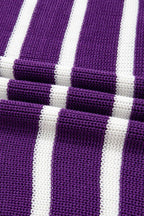 Stripe Patch Pocket Short Sleeve Knit Sweater