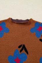 Floral High Neck Sweater Vest