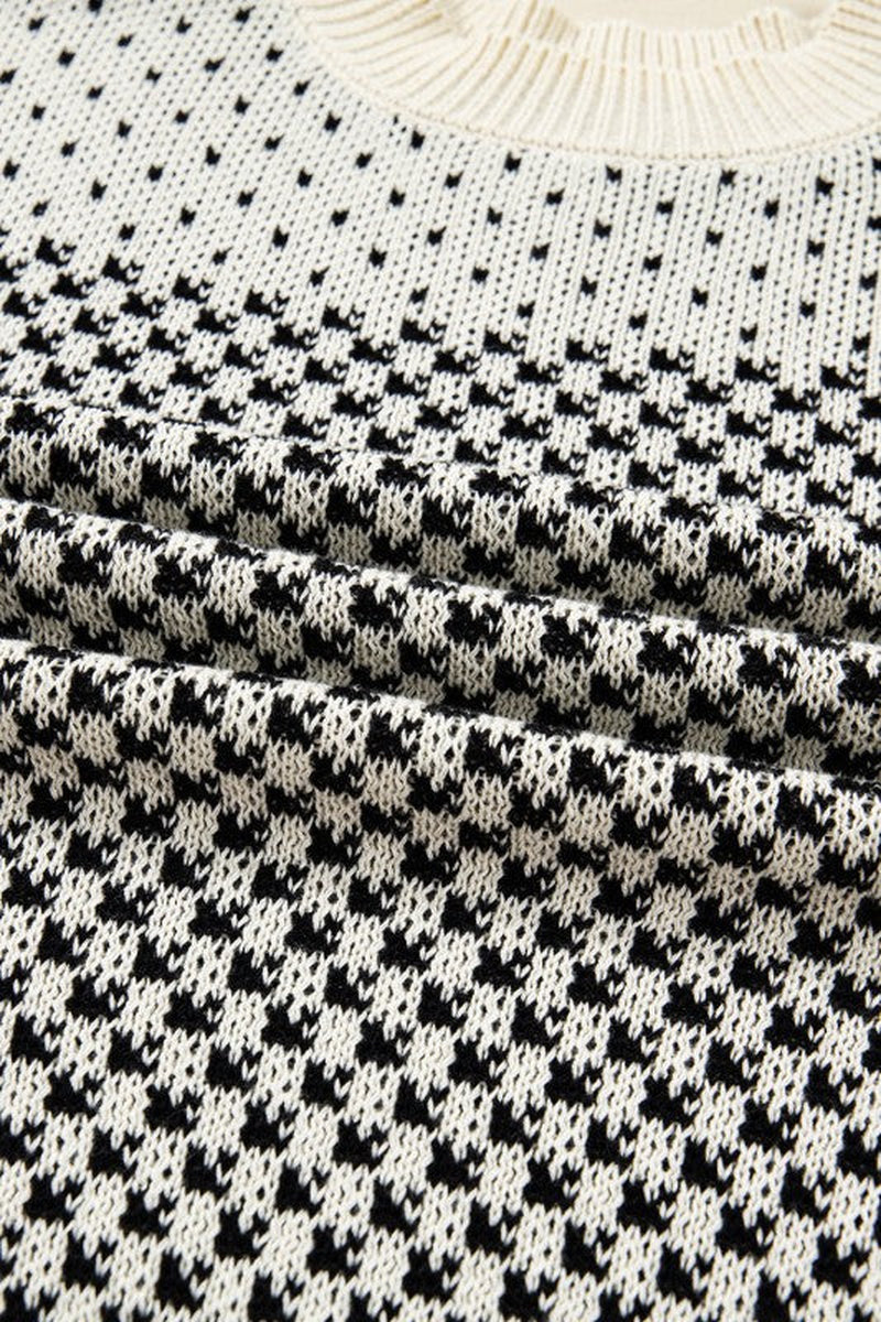 Dotted Colorblock Lantern Sleeve Sweater