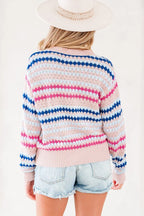 Stripe Eyelet Sweater