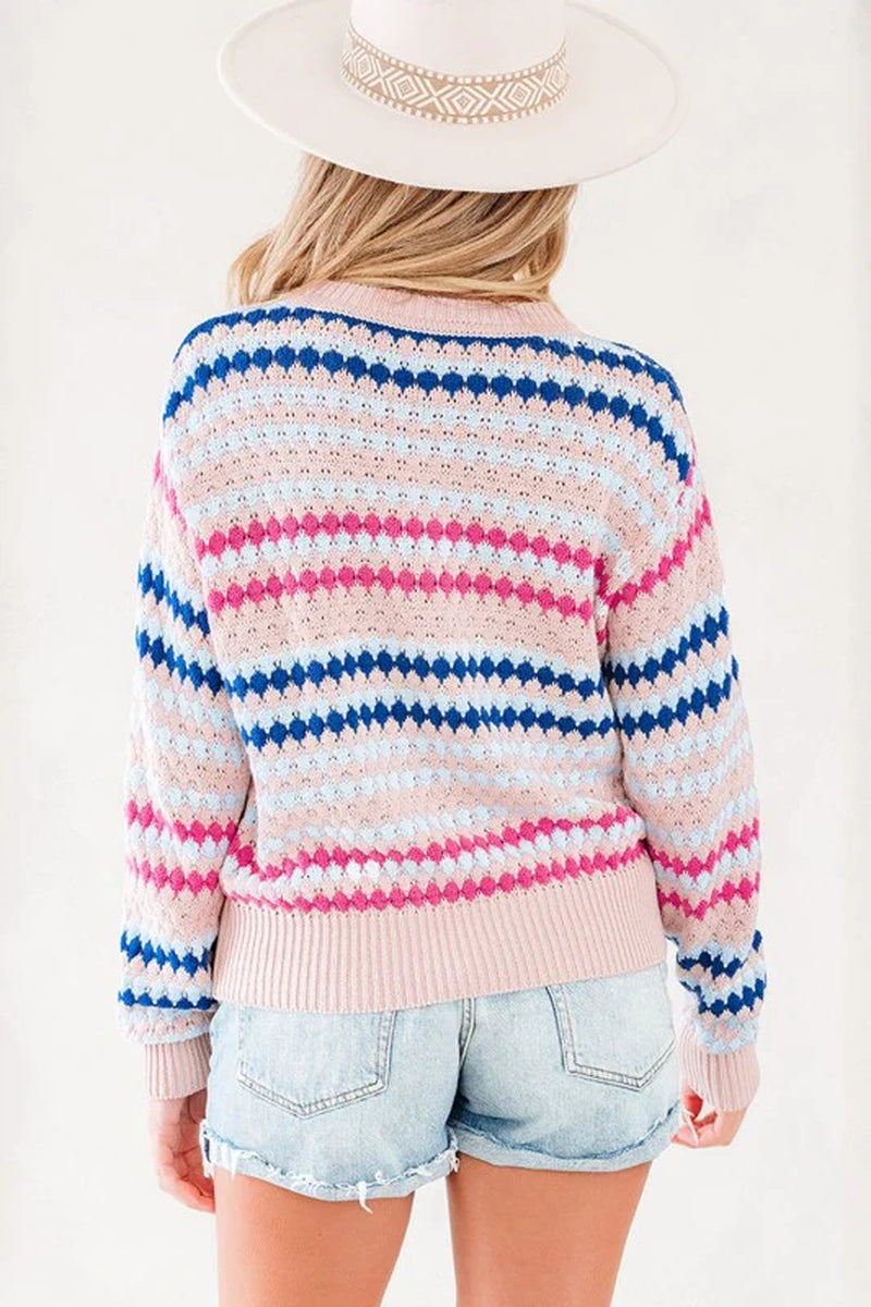 Stripe Eyelet Sweater