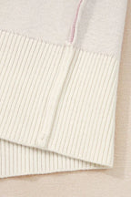 Bow Ribbed Trim Reverse Seam Drop Shoulder Sweater