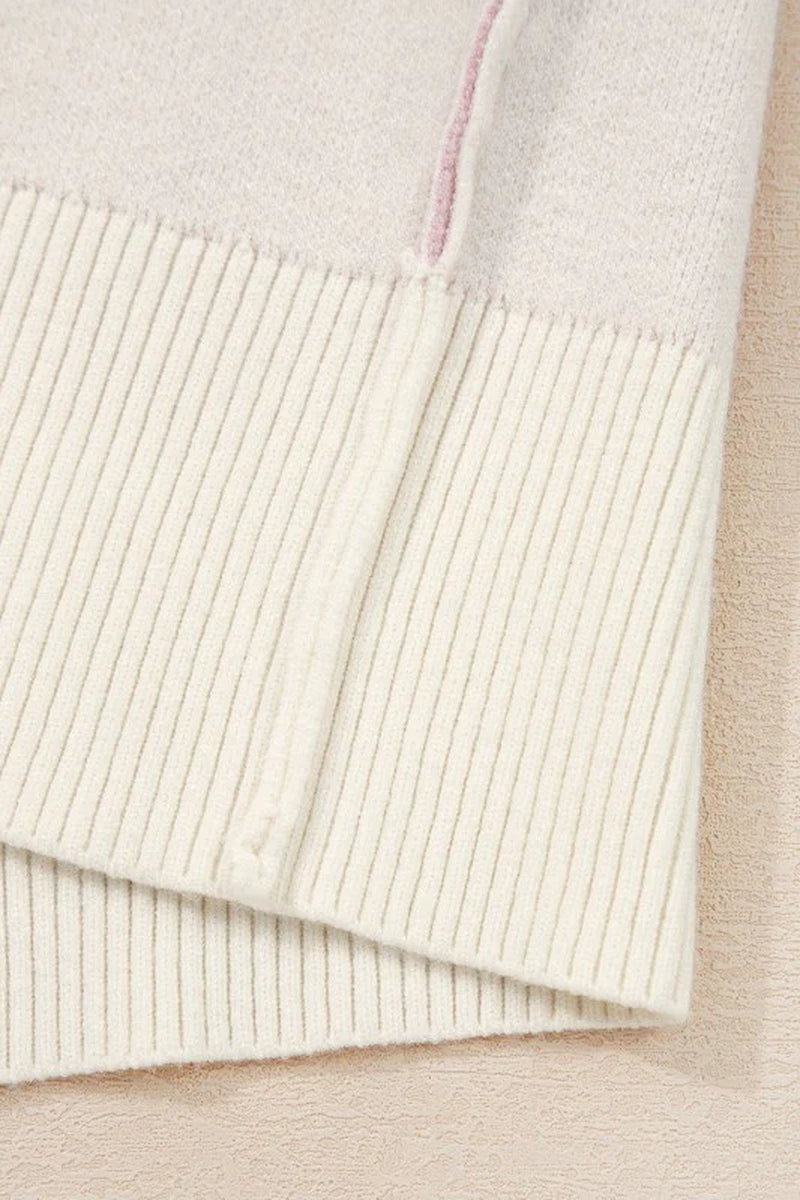 Bow Ribbed Trim Reverse Seam Drop Shoulder Sweater