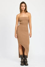 Asymmetrical Ribbed Maxi Dress