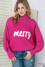 Merry Embroidered Puff Sleeve Turtleneck