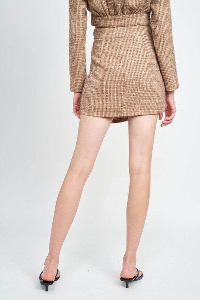 Asymmetrical Tweed Mini Skirt