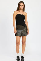 LEATHER PLEATED SKIRT