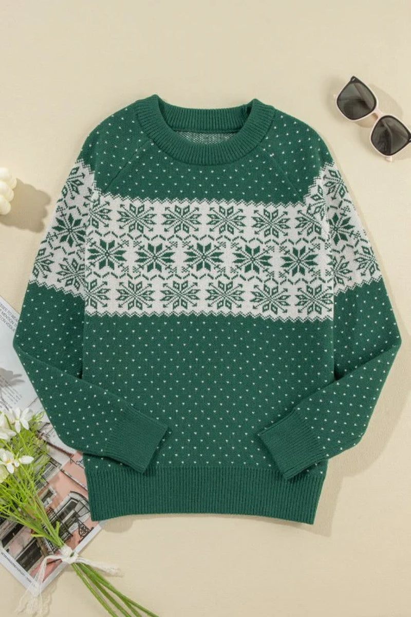 Christmas Snowflake Dotted Long Sleeve Sweater