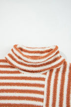 Stripe Cowl Neck Drop Shoulder Sweater