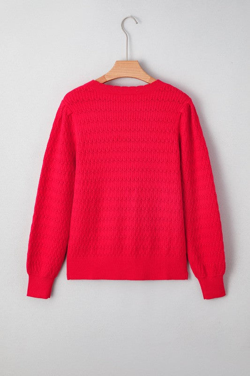 Solid Ribbed Crewneck Sweater