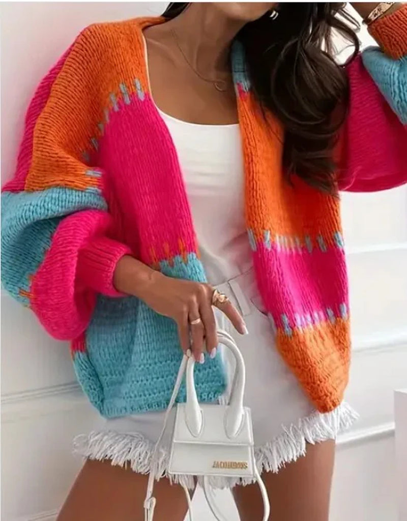 Colorblock Knit Cardigan