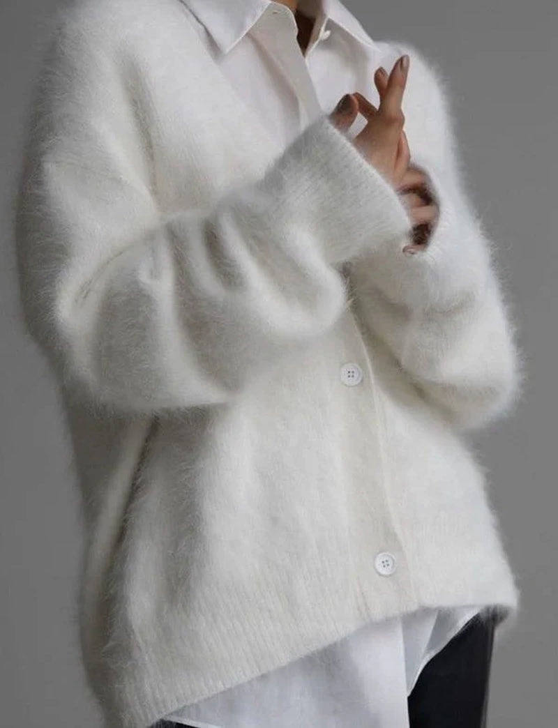 Fuzzy Oversized Button Front Cardigan