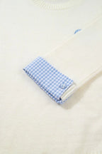 Valentines Gingham Heart Embroidered Crewneck Swea