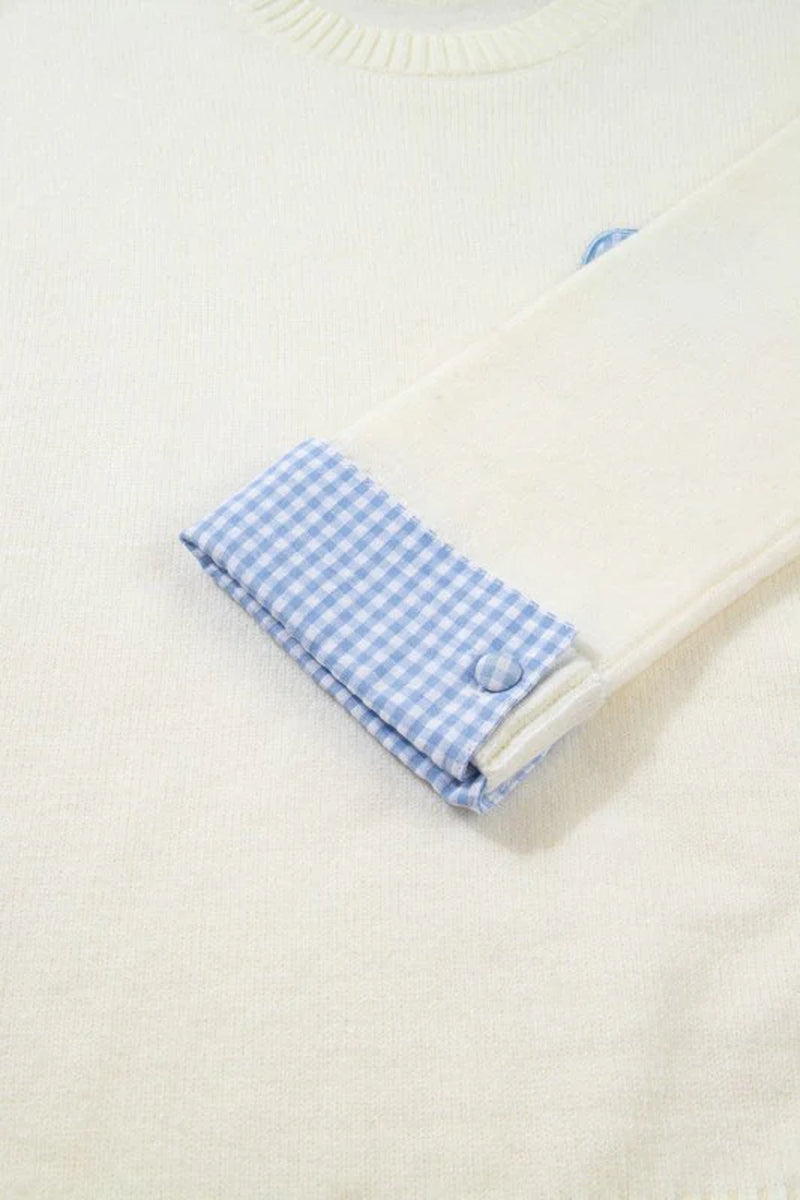 Valentines Gingham Heart Embroidered Crewneck Swea