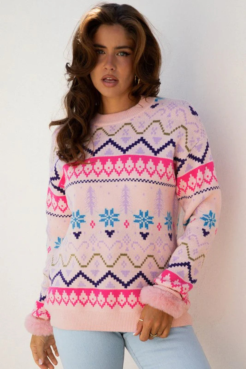 Kayaetta Knit Feather Cuffed Sweater