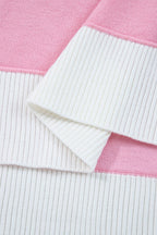 Stripe Colorblock Collared Drop Shoulder Sweater