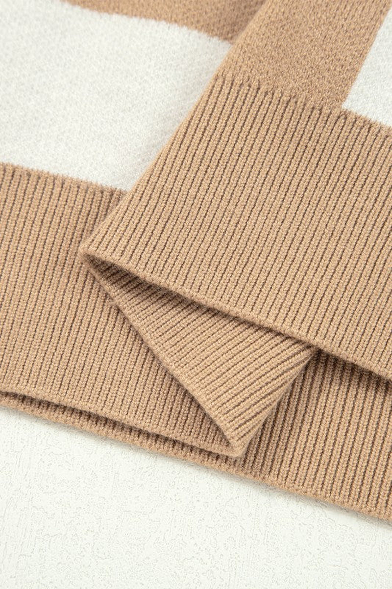 Checker Short Sleeve Drop Shoulder Sweater