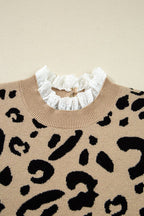 Leopard Lace Trim Sweater