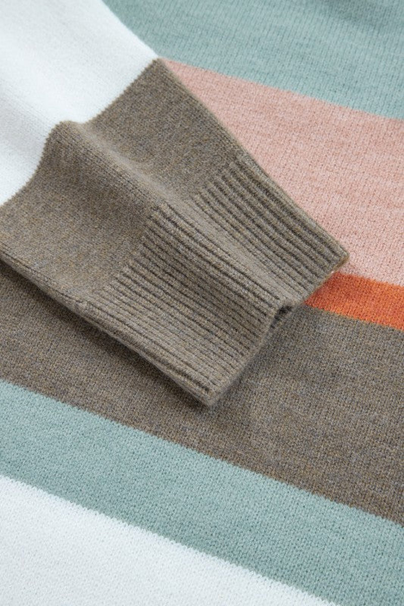 Stripe Colorblock Drop Shoulder Sweater