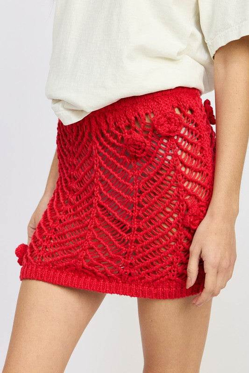 CROCHET MINI SKIRT WTIH ROSETTE DETAIL